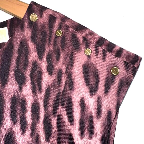 MICHAEL Michael Kors Purple Animal Print Belted Sheath Dress Size 14 - Picture 5 of 15